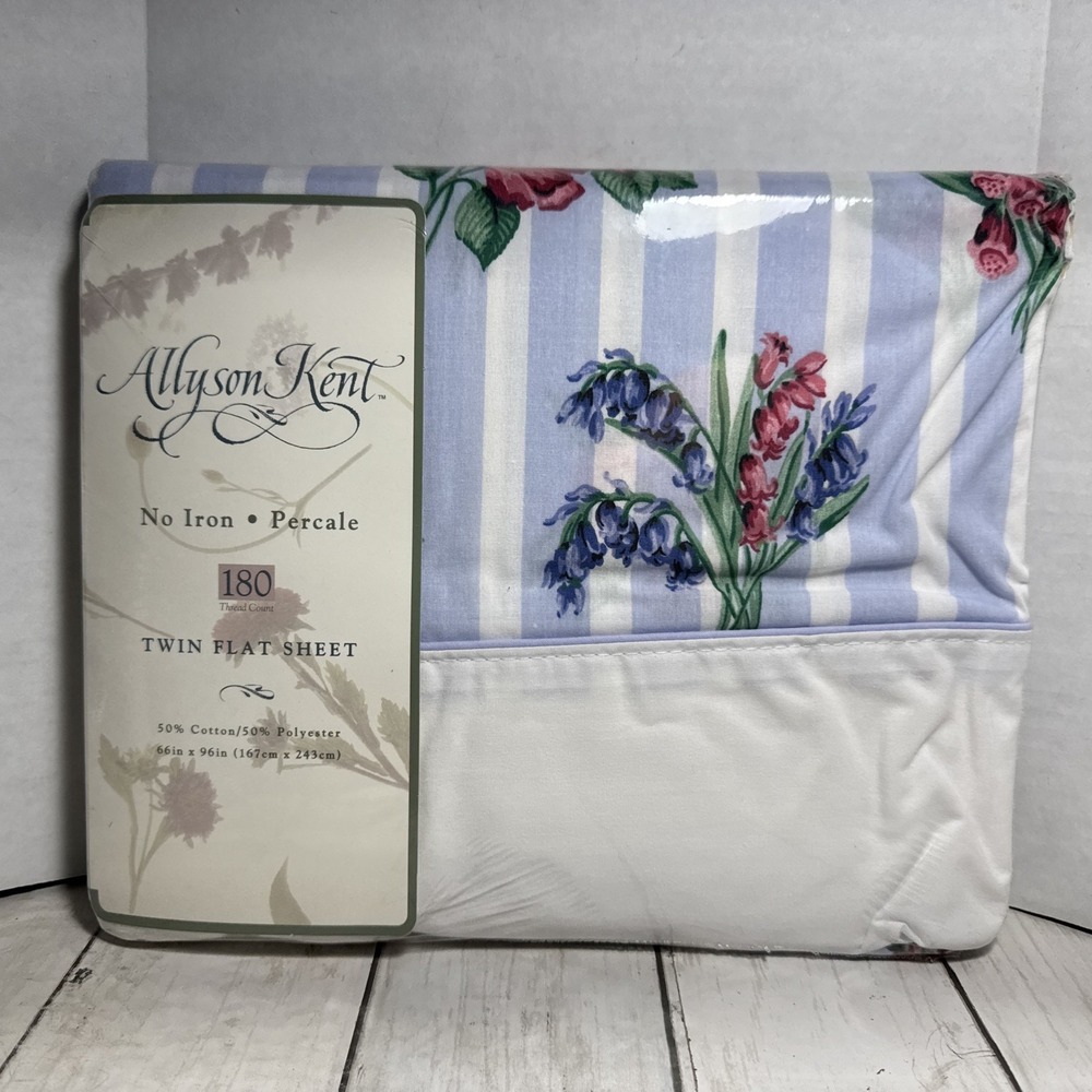Allyson Kent Twin Flat Sheet Botanical Garden Vintage Percale Sheet